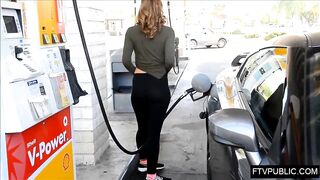 Flashing ass at the gas station - Ass
