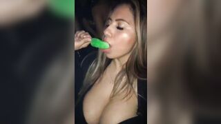 Large Boobs Gone Wild: Club doxy shaking her large natural breasts during the time that engulfing on a popsicle