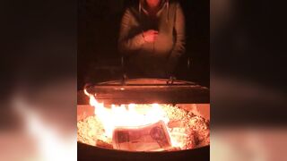 Staying nice and toasty by the campfire - Big Boobs Gone Wild