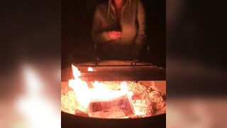 Large Boobs Gone Wild: Staying good and toasty by the campfire