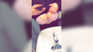 Huge Natural Tits Bouncing in the Work Bathroom ??