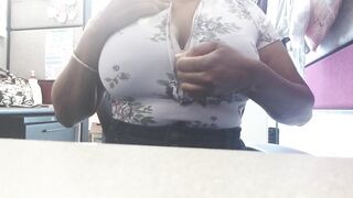 Large Boobs Gone Wild: Titty lash at the desk *unzips*
