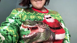 Large Boobs Gone Wild: Santa, boobs n Trex?! Why not ? Perky almost Christmas!