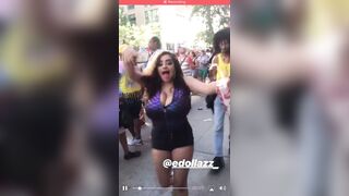 Huge festival girl bouncing - Bigger Than Her Head