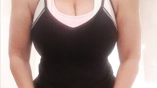 The black singlet hides them a little.. I also need to wear 2 sports bras as you can see 1 sports bra is useless ?? xx 54yo  ???? - Bigger Than You Thought