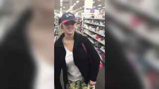 Cute Blonde Flashing In A Store - Bigger Than You Thought