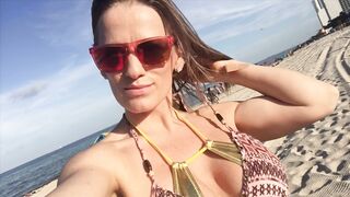 Jillian Goes To The Beach In A Tiny Gold Bikini cut - Ass vs. Boobs