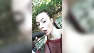 White girl sucks boyfriend's bbc in public - Big Black Cocks