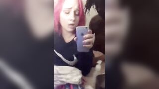 White girl holds Camera while BBC boyfriend slams her from behind - BBC Sluts
