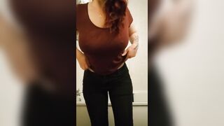 soft squishy titty drop! Wearing causal, everyday jeans and t-shirt. Maybe you'll pass me on the street 