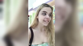 Adorable amateur teen walks through mall after facial on a dare