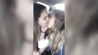 Most good Porn: Sex Gals Giving a kiss In The Car