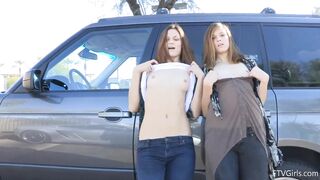 Most good Porn: Twins Caught Showing Their Assets At Car Show