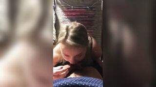 adorable Golden-haired Oral sex Underneath The Ottoman In Her Dorm