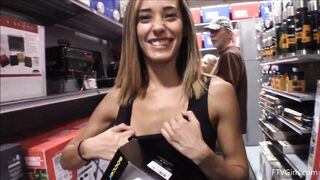 More good Holdthemoan: Averie flashing in sporting goods store