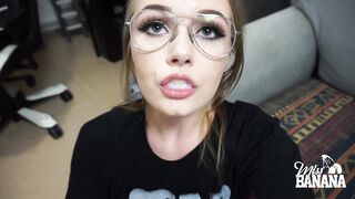 Cute Nerdy Gal Plays Around With A Thick Load.